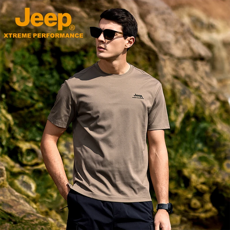 JEEP/吉普户外男士凉感透气T恤衫运动户外休闲冰爽圆领速干短袖