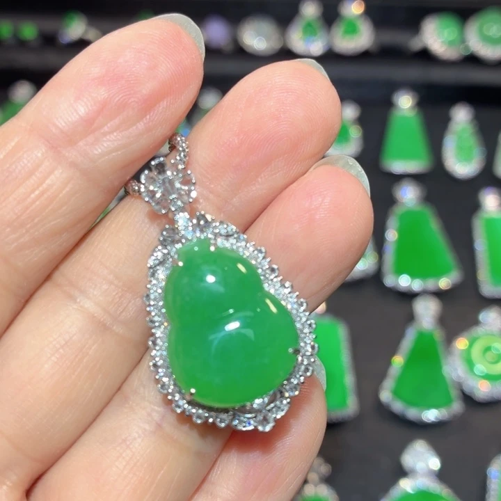 翡翠18K金镶嵌吊坠(不含链)翡翠