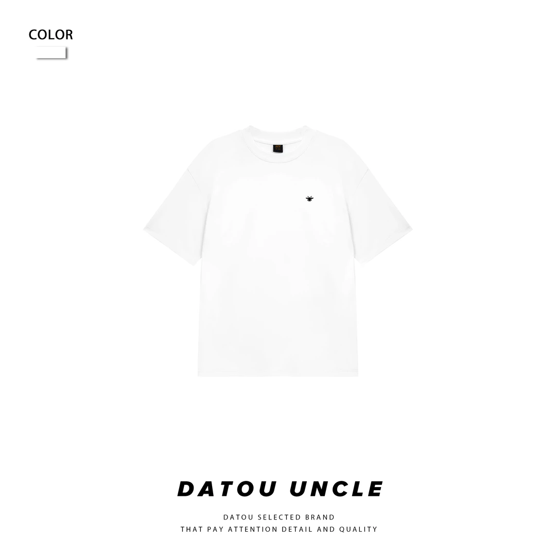 【大头叔叔】夏季桑蚕丝莱赛尔小蜜蜂刺绣圆领休闲男T恤短袖DDT7109