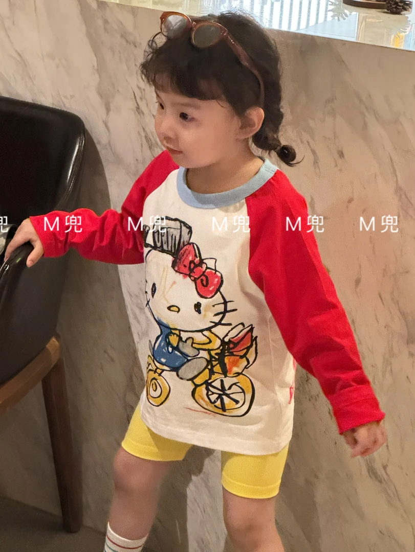 2025新款儿童长袖打底衫长袖猫咪T恤上衣