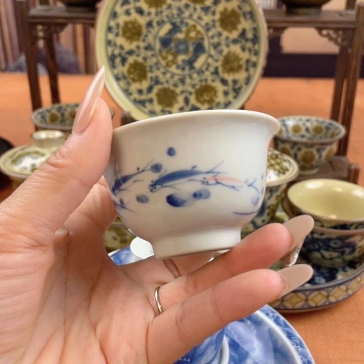 摆件手绘鱼压手杯