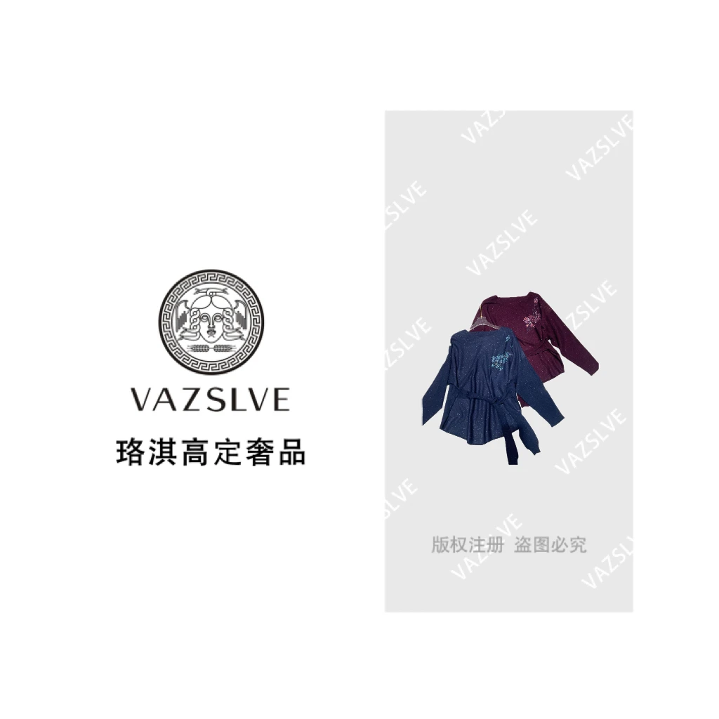 VAZSLVE/珞淇高定绑带高级感收腰休闲针织毛针织衫M25063M
