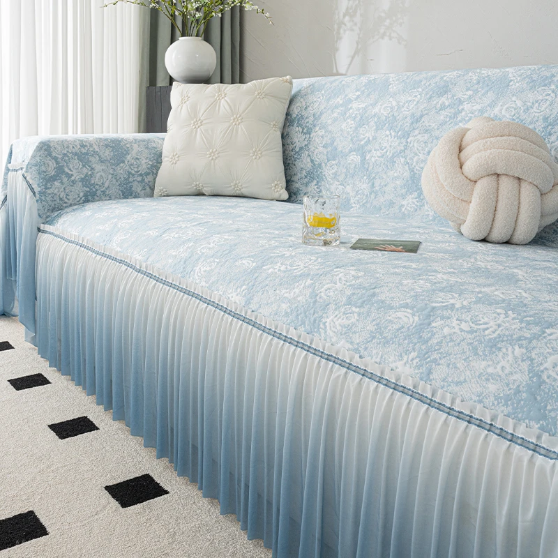 林言夏遇冰丝沙发巾2025新款夏季沙发盖布法式裙边套罩沙发坐垫