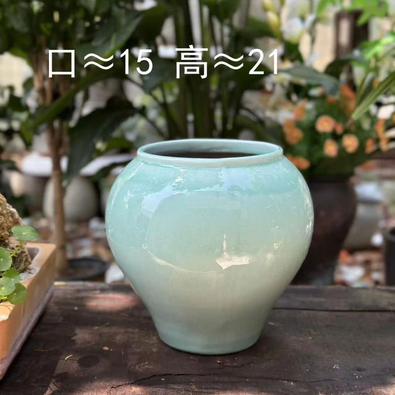 宜兴紫砂 耐用抗风化  亮釉 青花瓷浅蓝罐子1个