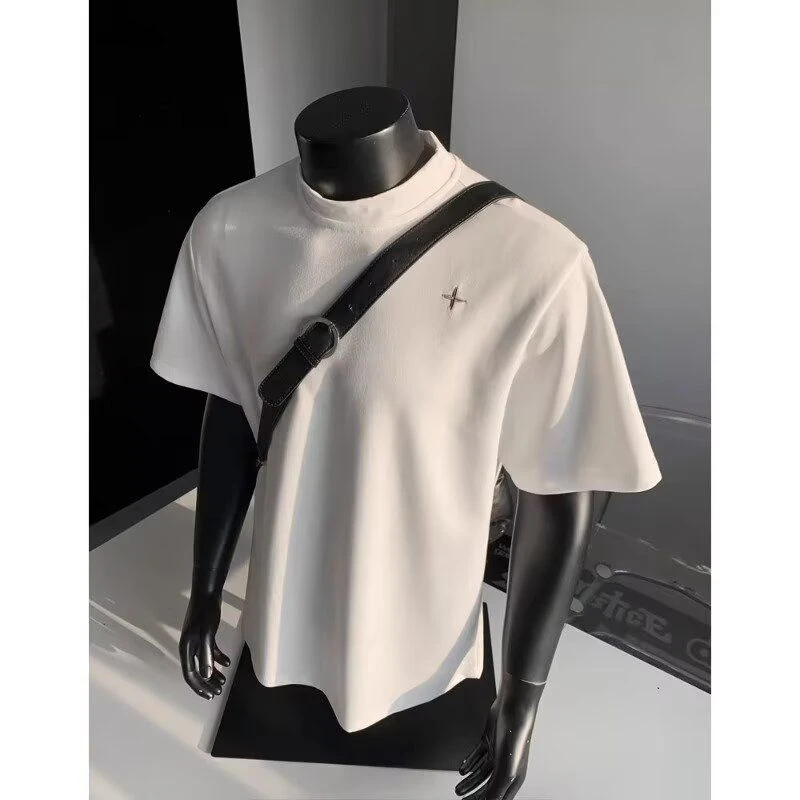 夏季小众上衣高街春夏新款刺绣短袖T恤宽松情侣款