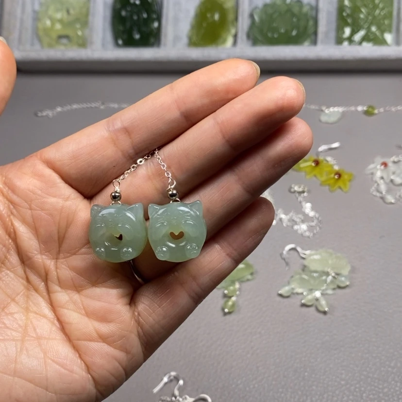 【闪购商品】蛇纹石玉未镶嵌挂件耳饰耳环项链