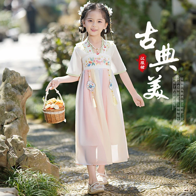 夏季汉服6公主岁夏款裙古装新款改良2025女孩8儿童连衣裙女童裙子