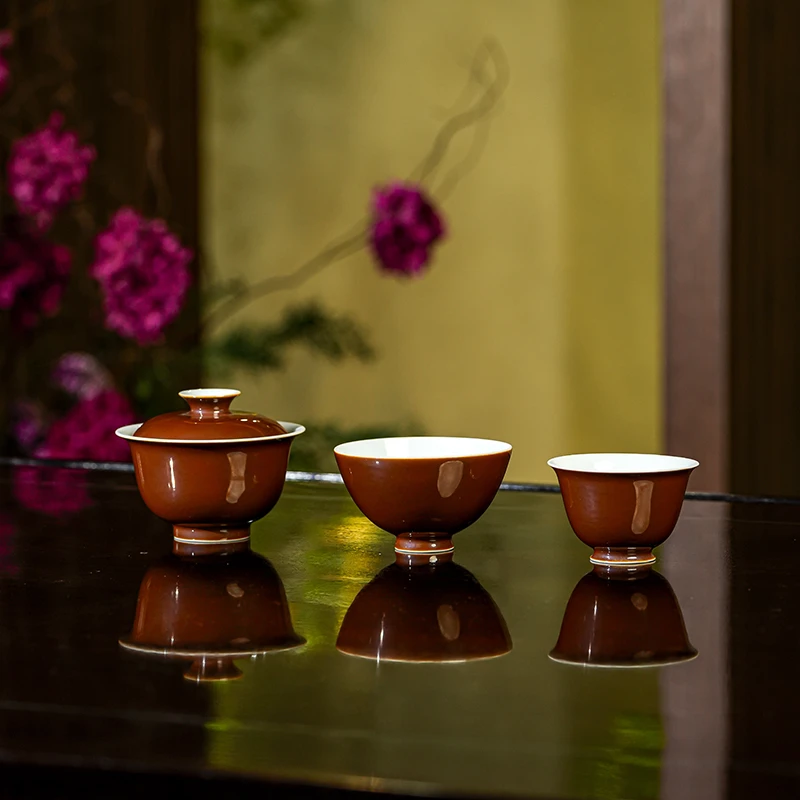 【景德镇陶瓷研究院】柴窑紫金茶具套组水具套装