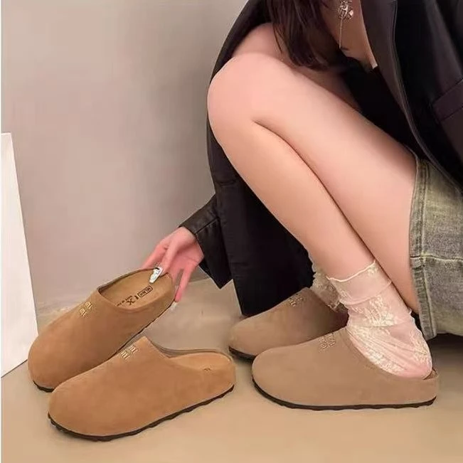 网红复古丑萌新款平底勃肯外穿懒人包头拖鞋901(勃肯包头拖)