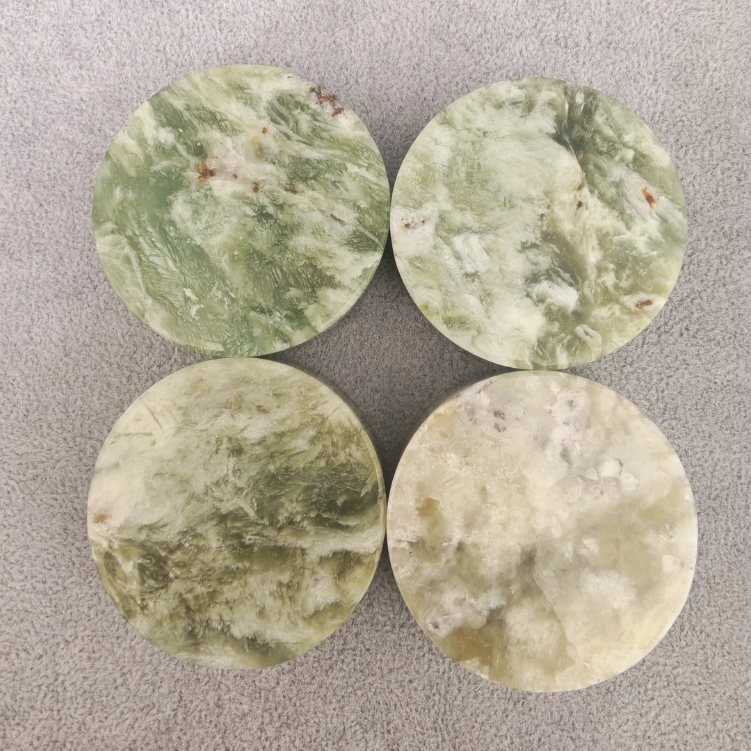 2天然岫玉手镯芯4个一组，镇纸，默认微瑕，介意勿拍