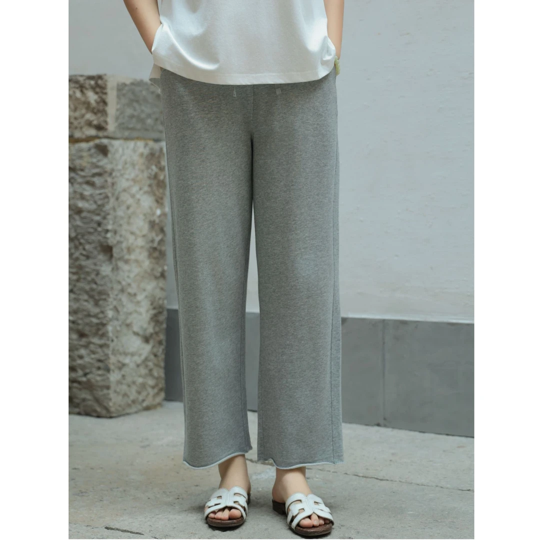 卫裤细纱支汉麻棉夏季薄款软糯毛圈松紧腰休闲灰FSY50493