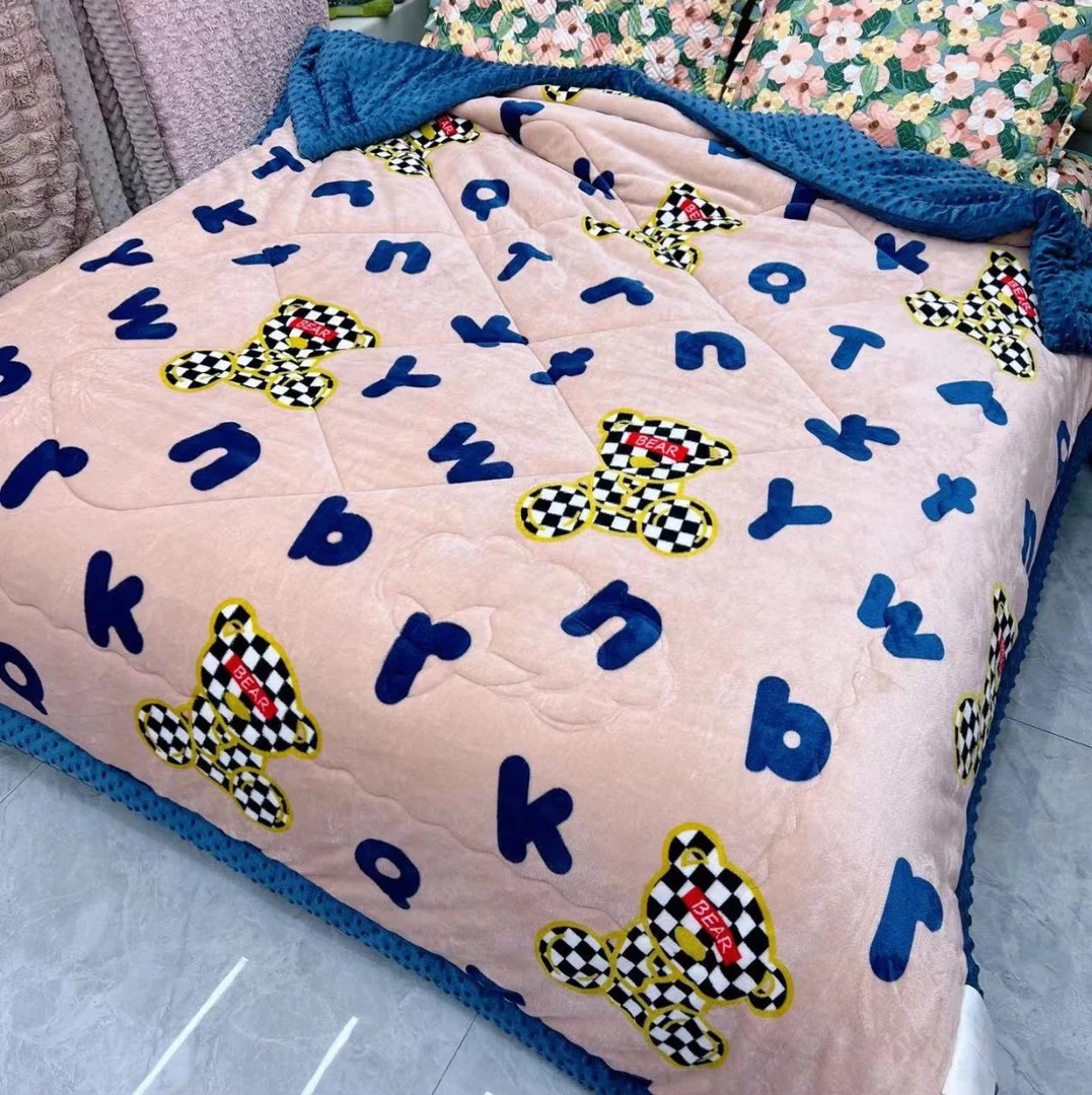 双面绒豆豆被双人被