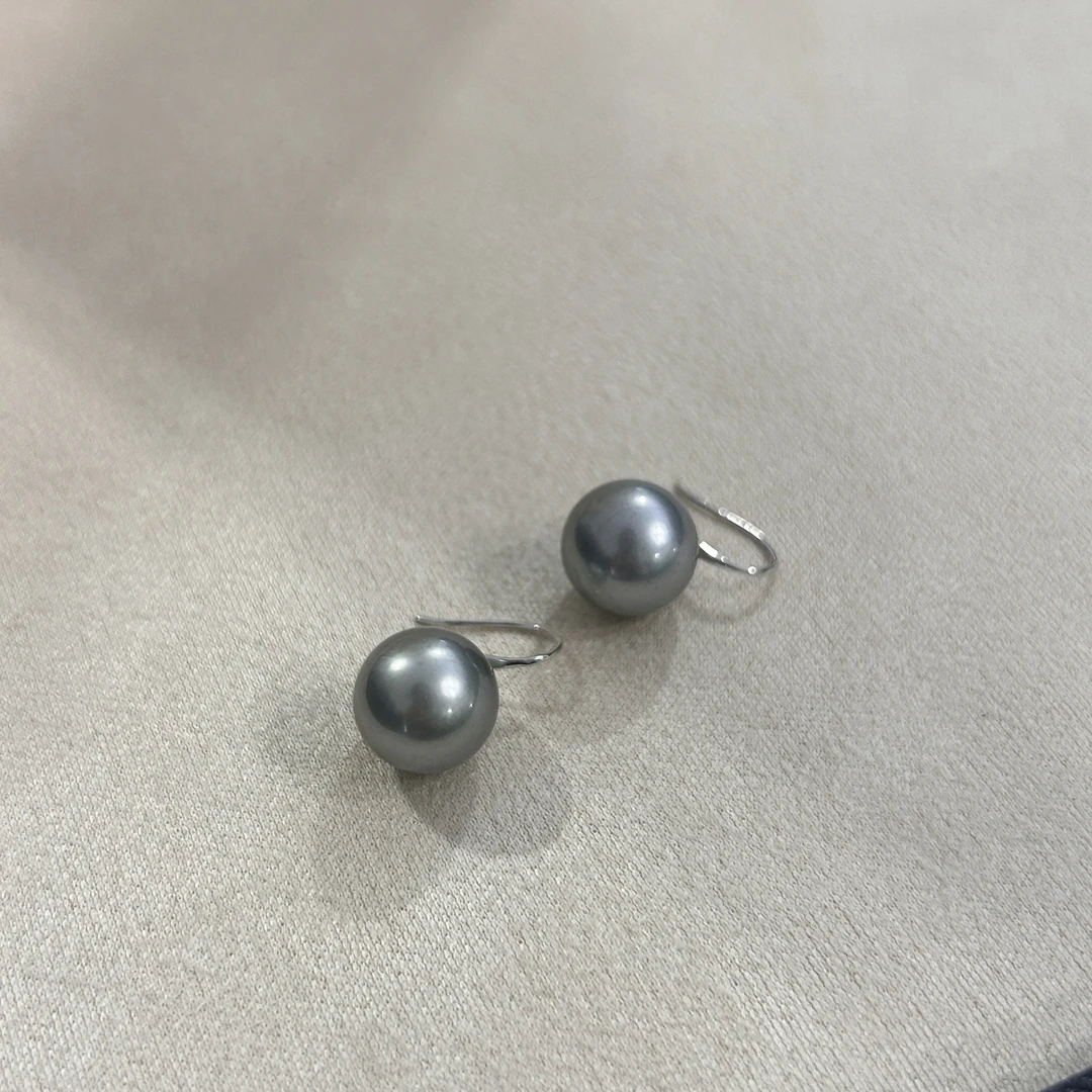 海水珍珠大溪地耳钩 11-12mm PT900 SD016-1