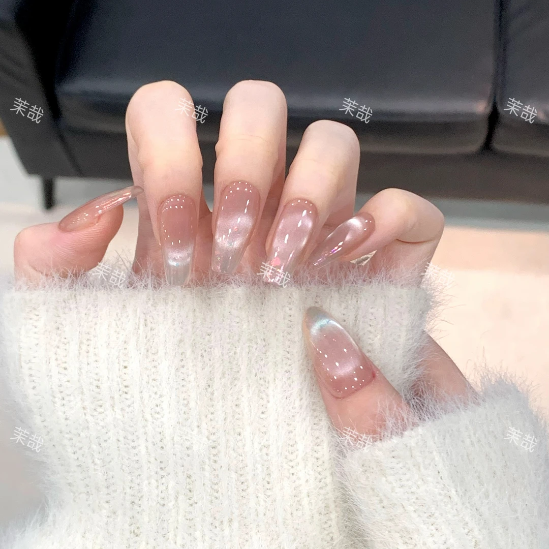 茉哉V【略施粉黛】孤纯手工定制美甲拆卸穿戴甲A3580