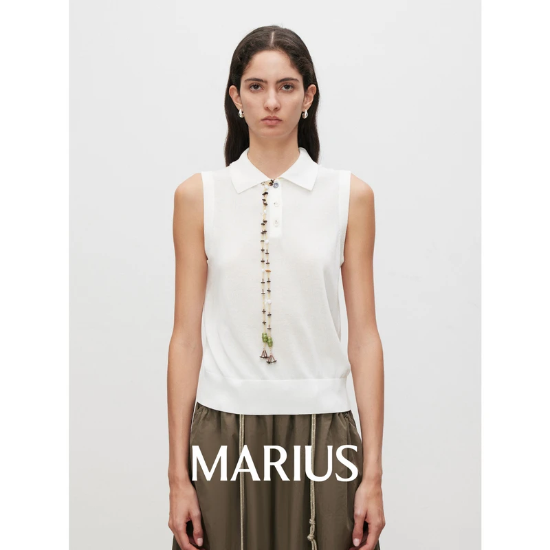 MARIUS知识分子MIU系千金少女POLO三粒扣针织衫背心