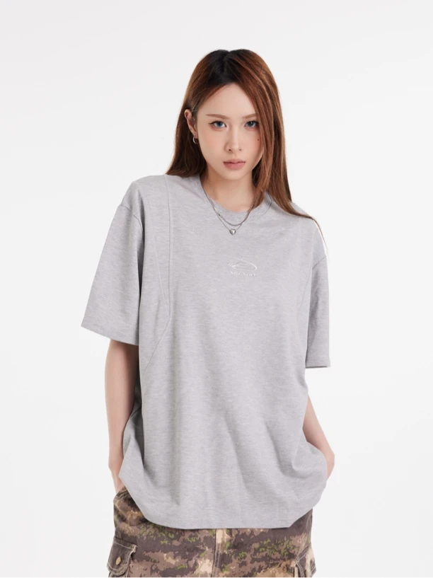 FOYGOB 高街vibe解构纯色重磅短袖男女潮牌百搭美式宽松休闲运动T