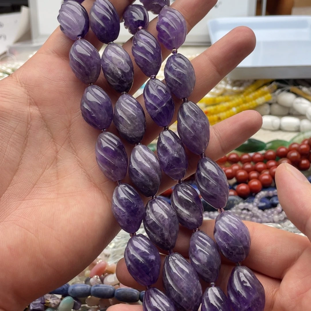 玛瑙/玉髓合金珠宝半成品一条装14*24mm乌拉圭紫水转运珠