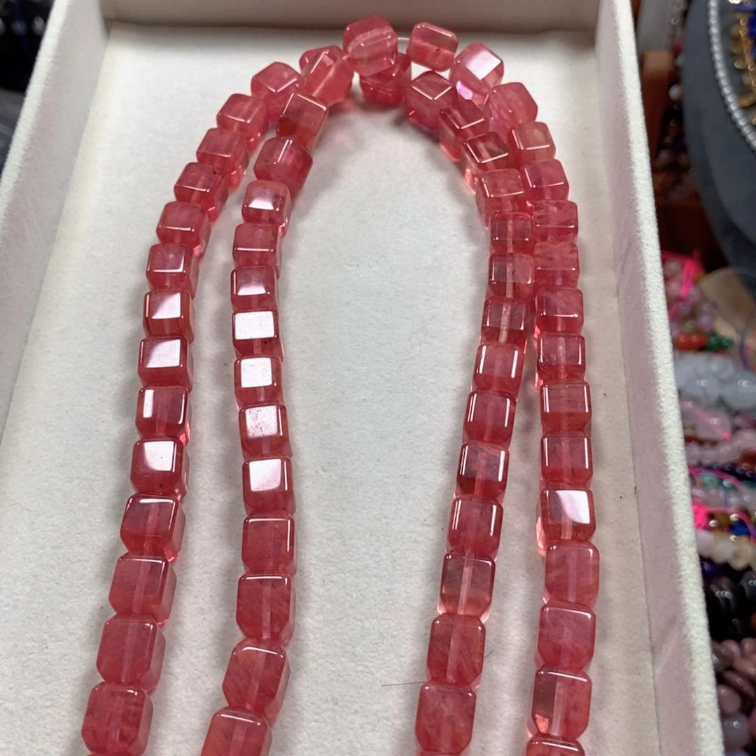 玛瑙/玉髓合金珠宝半成品瓜晶方糖切边一条卡10mm