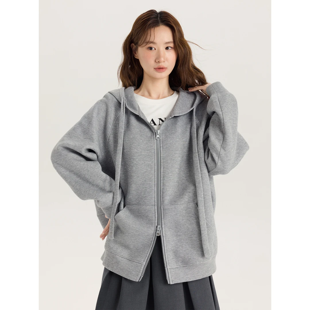 爱蔷薇大码连帽开衫卫衣外套女秋2025新款胖mm松弛感上衣GT78164