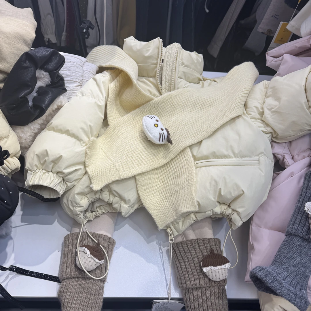 女童连帽加厚保暖白鸭绒短款款冬季洋气韩版羽绒服