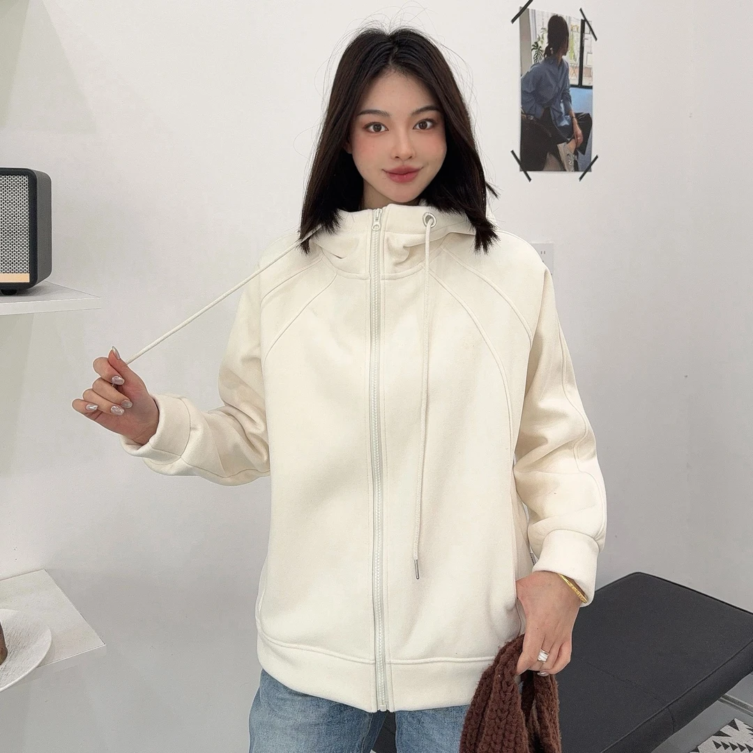 L148冬季新款云朵绒加厚800克百搭防风连帽拉链女士外套25-231