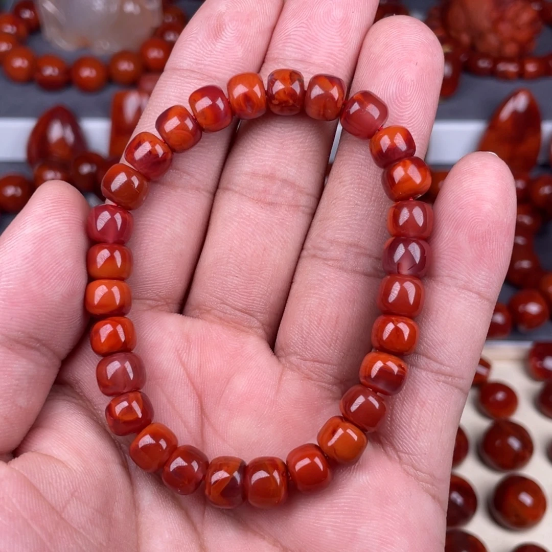 南红玛瑙未镶嵌瓦西老型手串8mm