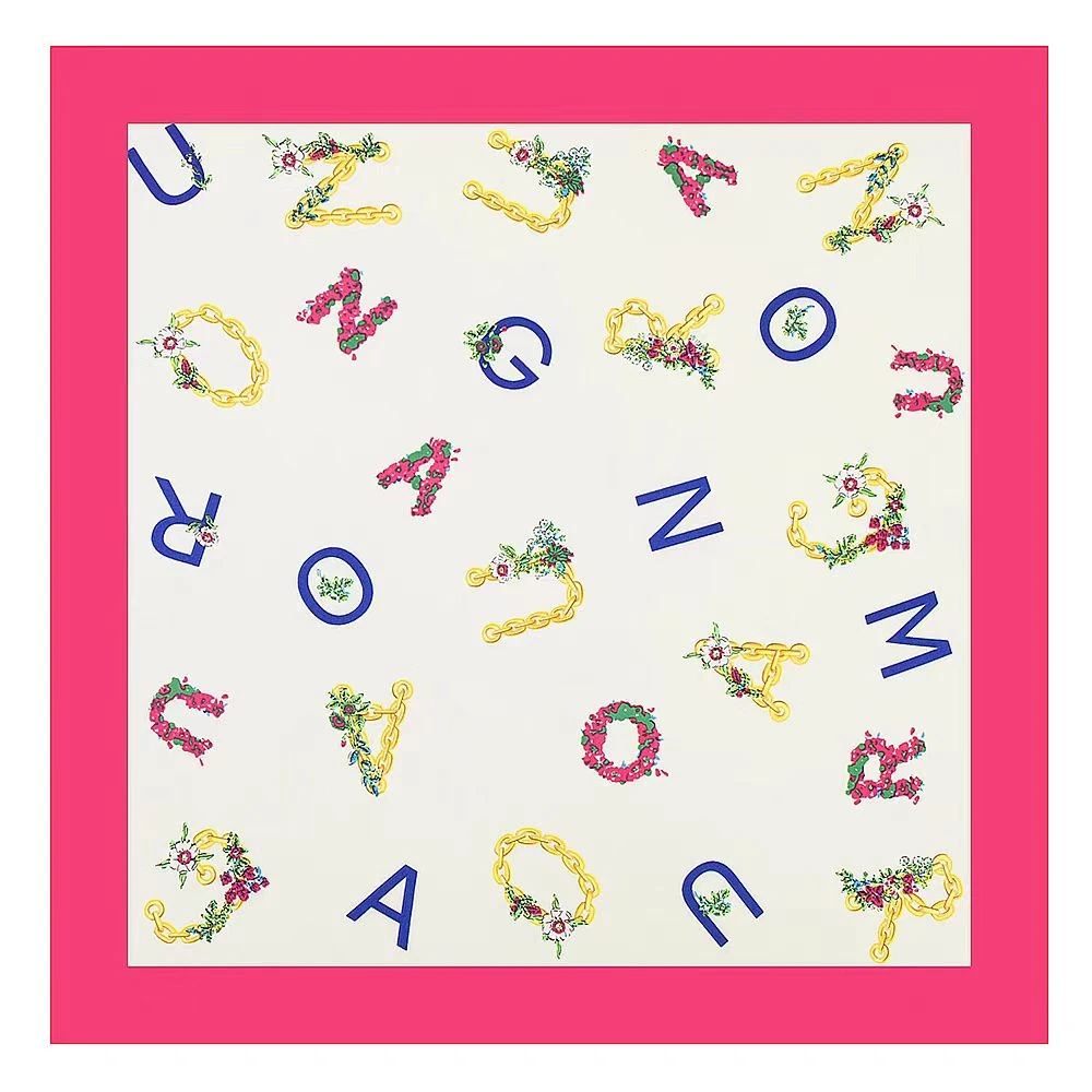 Z025【粉色字母】60*60春季新款韩式经典女士小方巾丝巾