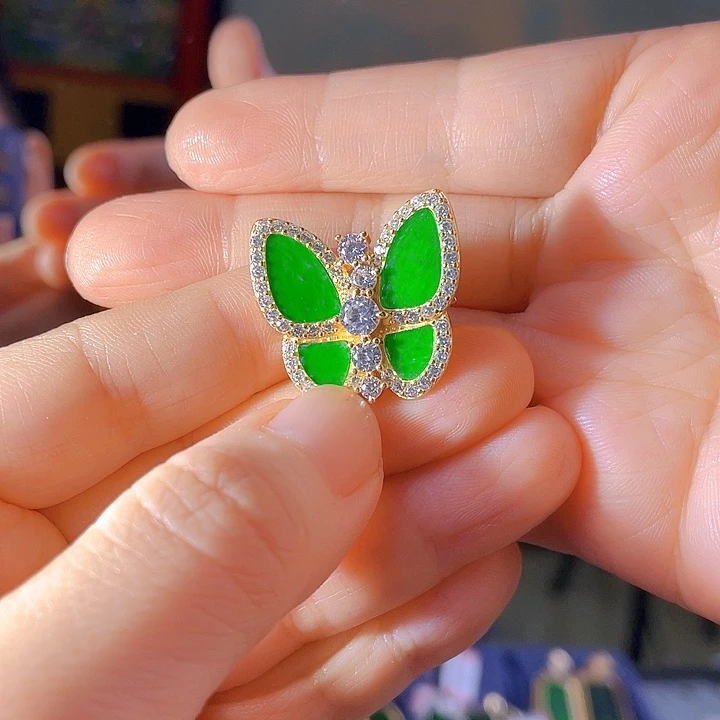 翡翠银S925镶嵌吊坠(不含链)多样性发缅甸翡翠