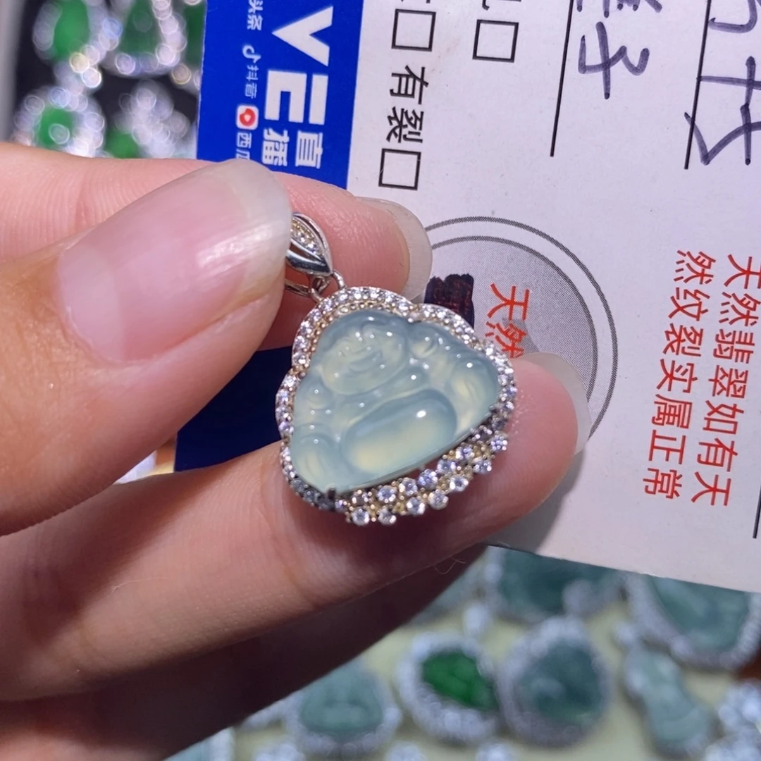 翡翠银S925镶嵌颈饰天然
