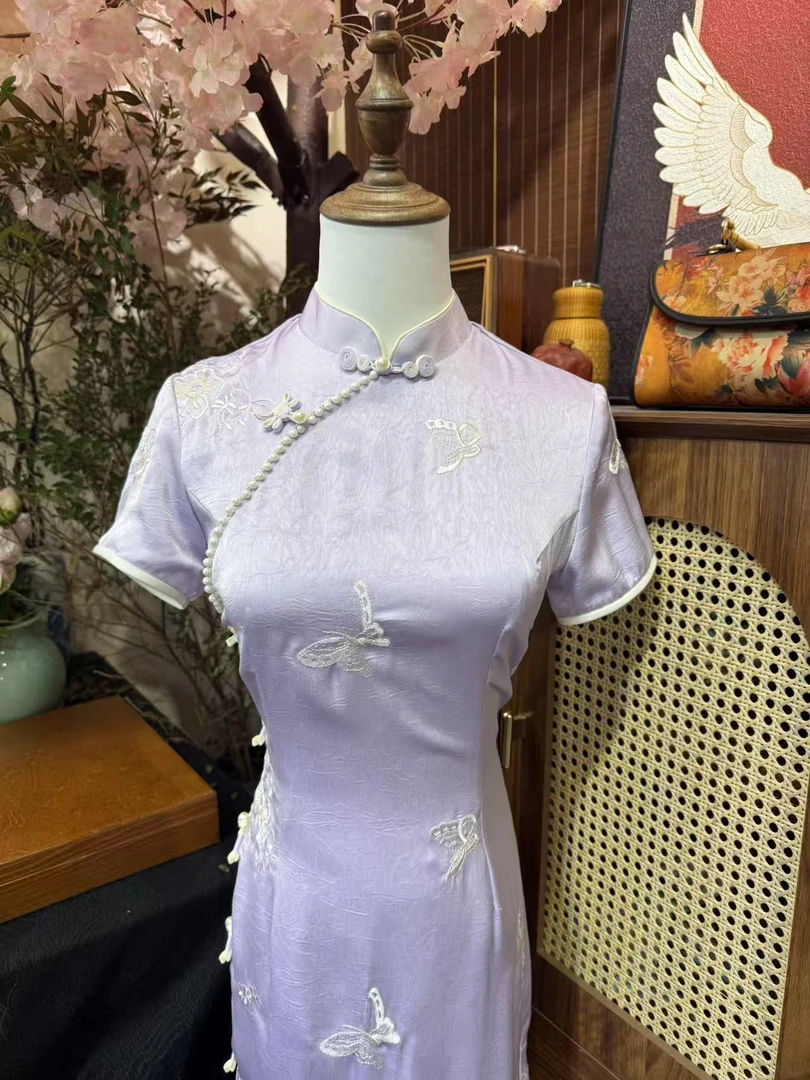 S592-模特同款气质时尚修身显瘦复古日常中国风夏日改良旗袍