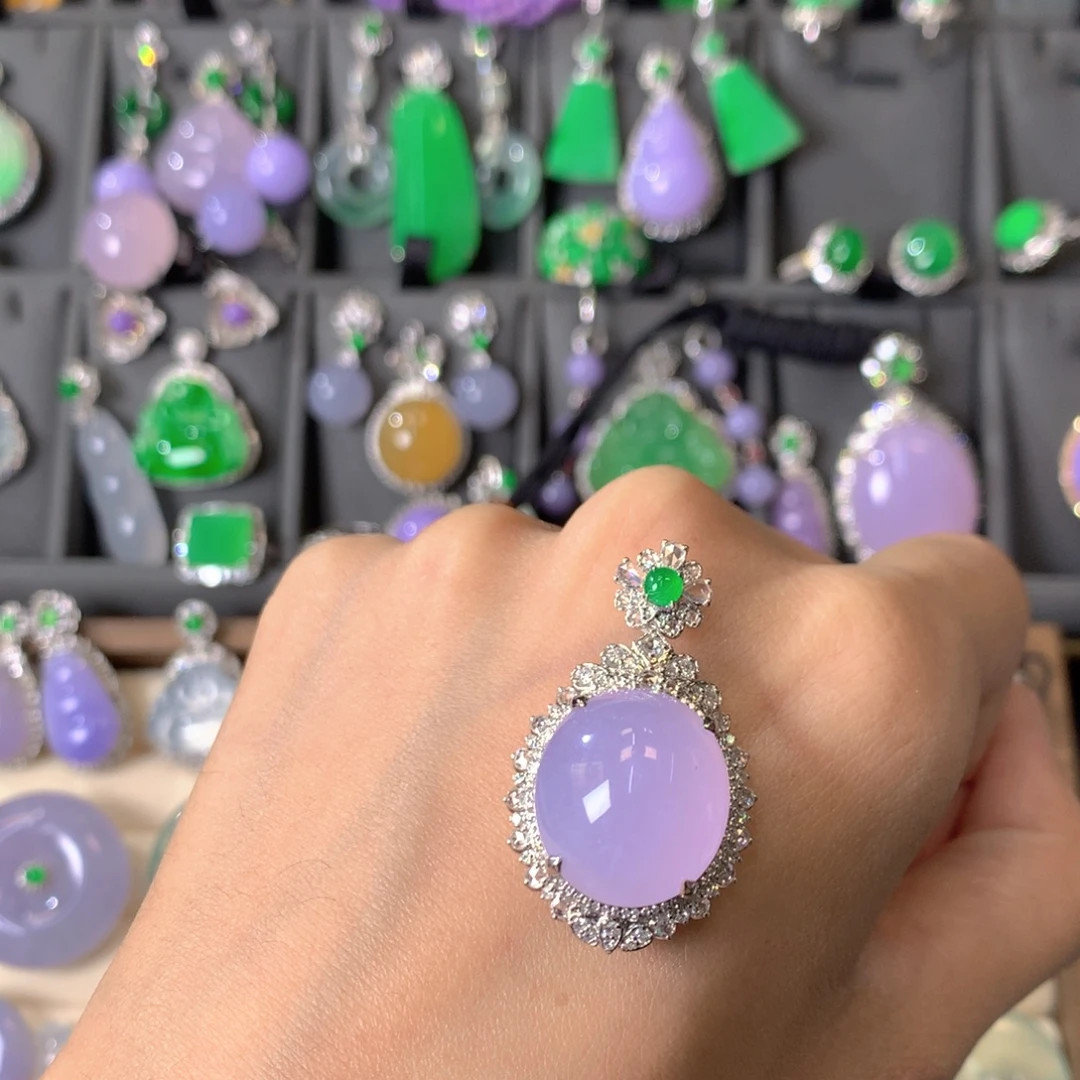 翡翠18K金镶嵌吊坠(不含链)