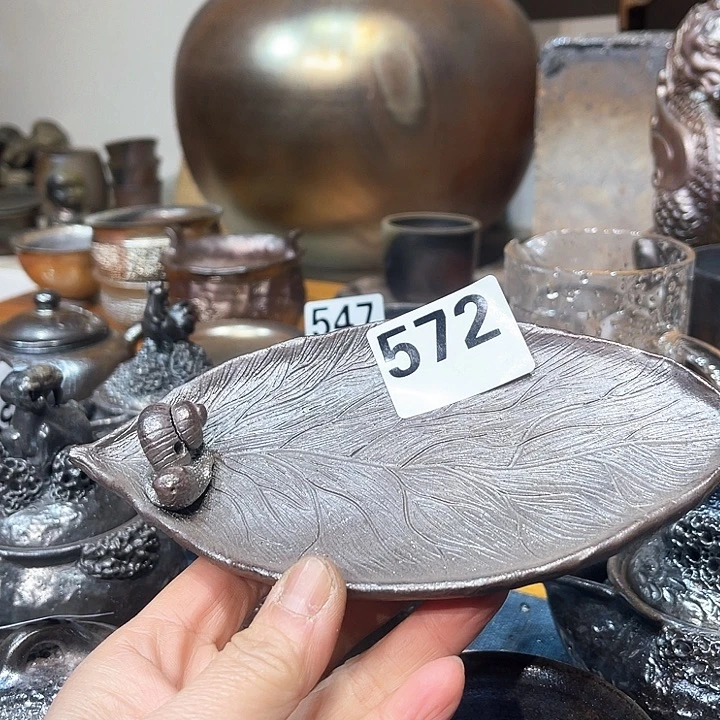 盘给*玩高温柴烧陶泥盘子