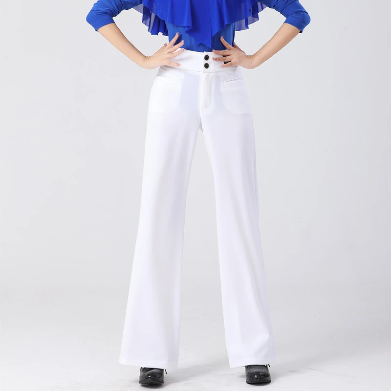 时尚新款四兜裤休闲裤舞蹈裤广场舞裤子女水兵舞长裤女裤白色夏季