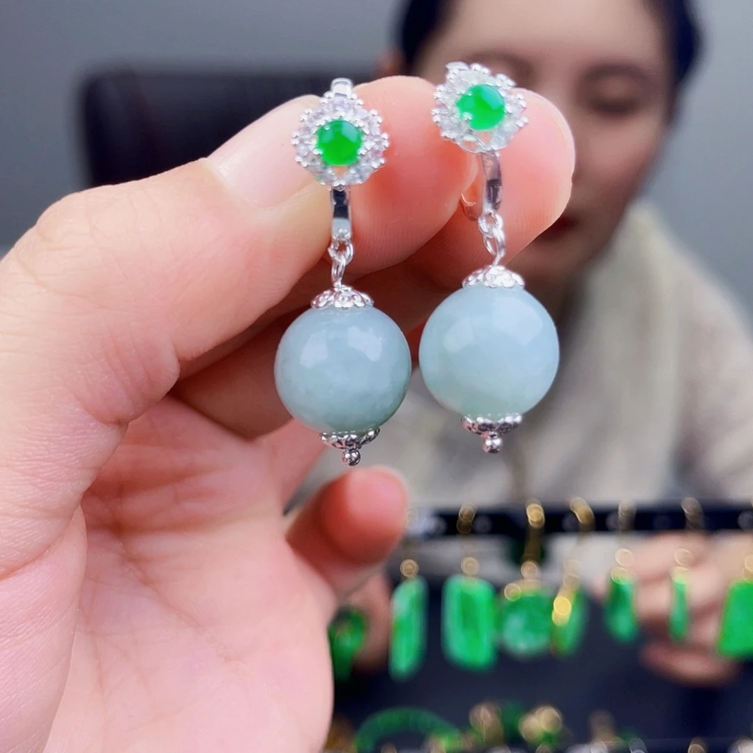 翡翠未镶嵌耳饰饰品