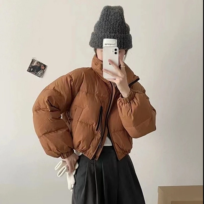 短款立领羽绒服女小个子韩版2024冬季新款白鸭绒面包服WCY