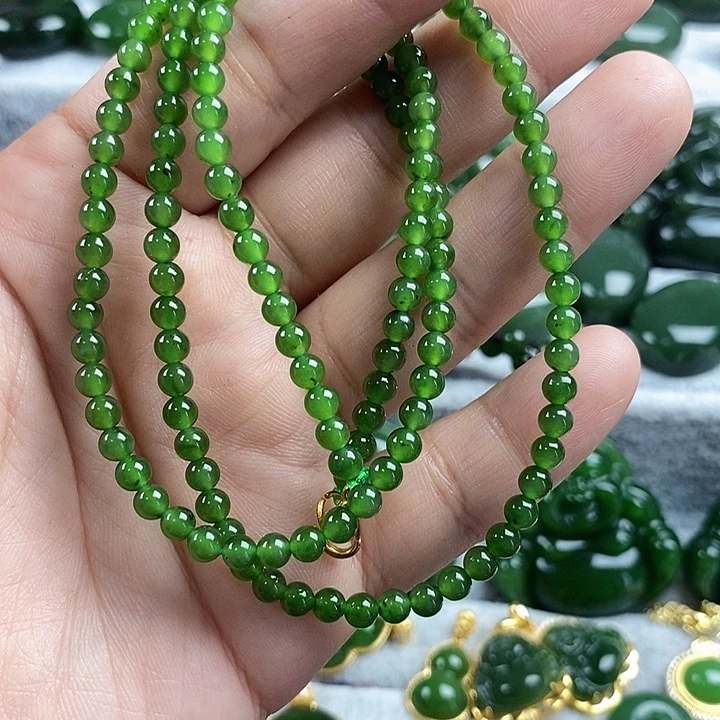 和田玉（碧玉）未镶嵌项链4mm