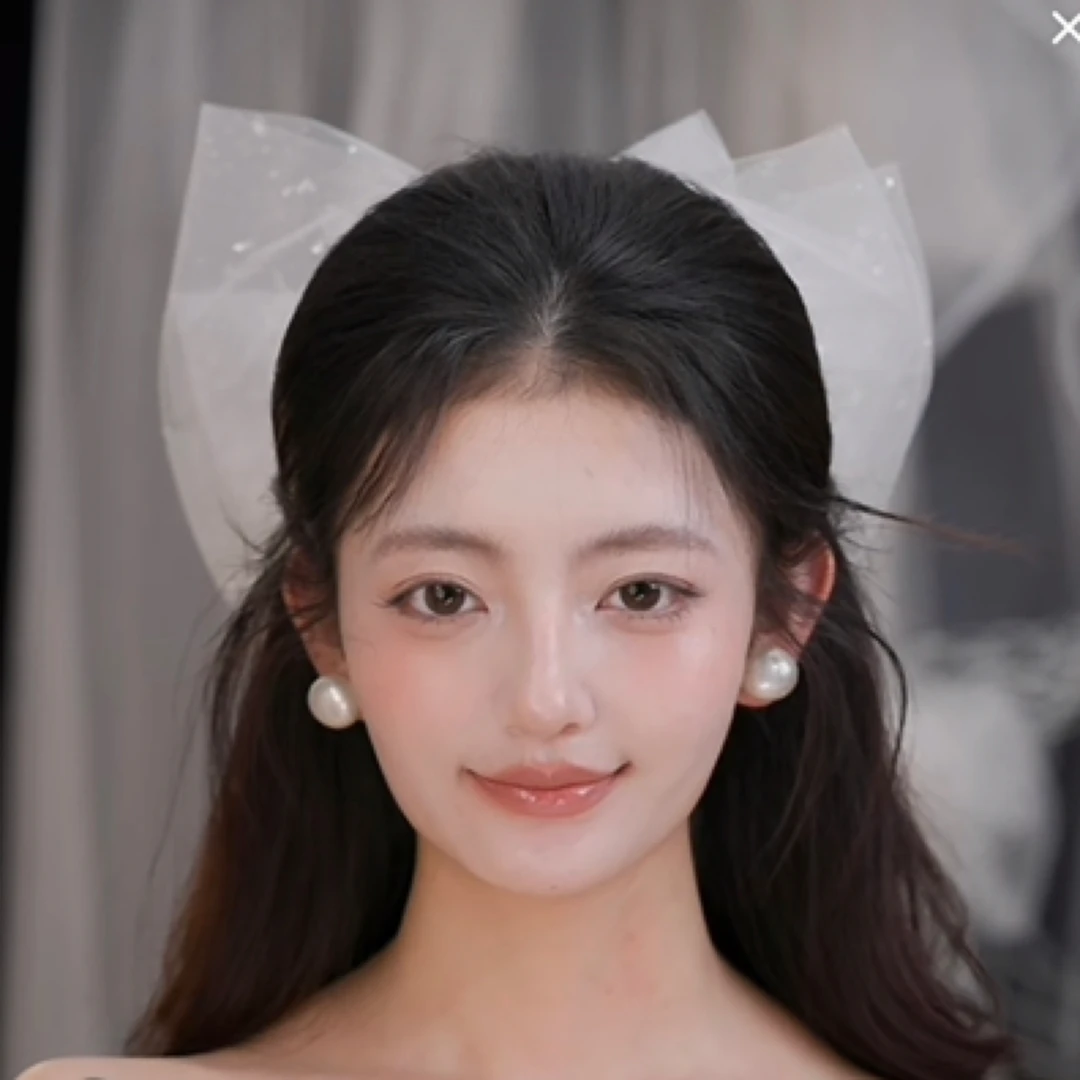 喜看手做蕾丝风铃蝴蝶结➕珍珠耳环两件套HY410