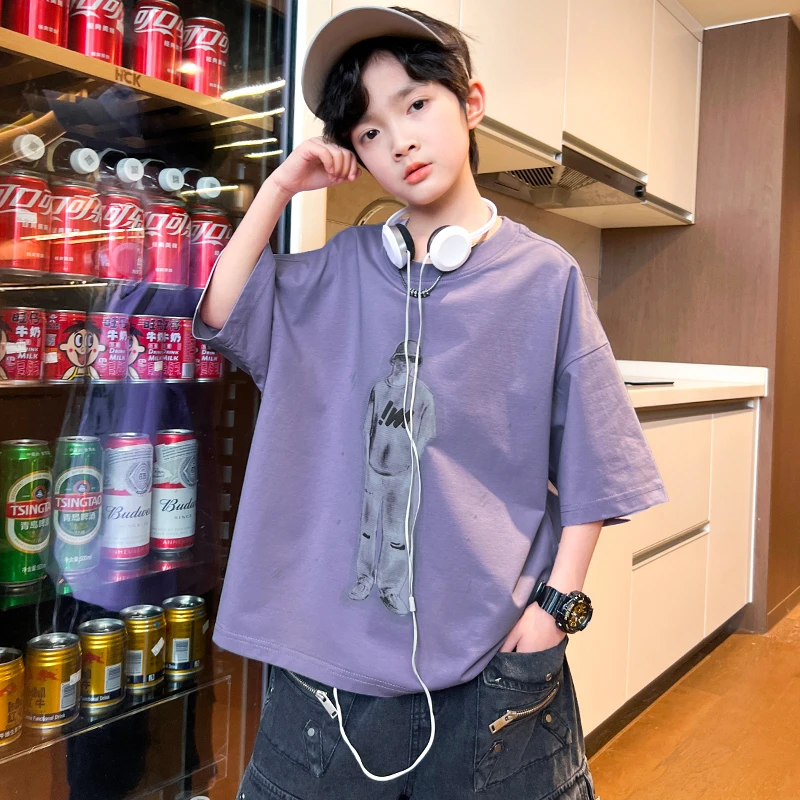 男童夏装短袖T恤2025新款夏季休闲儿童夏款酷帅上衣 B5060