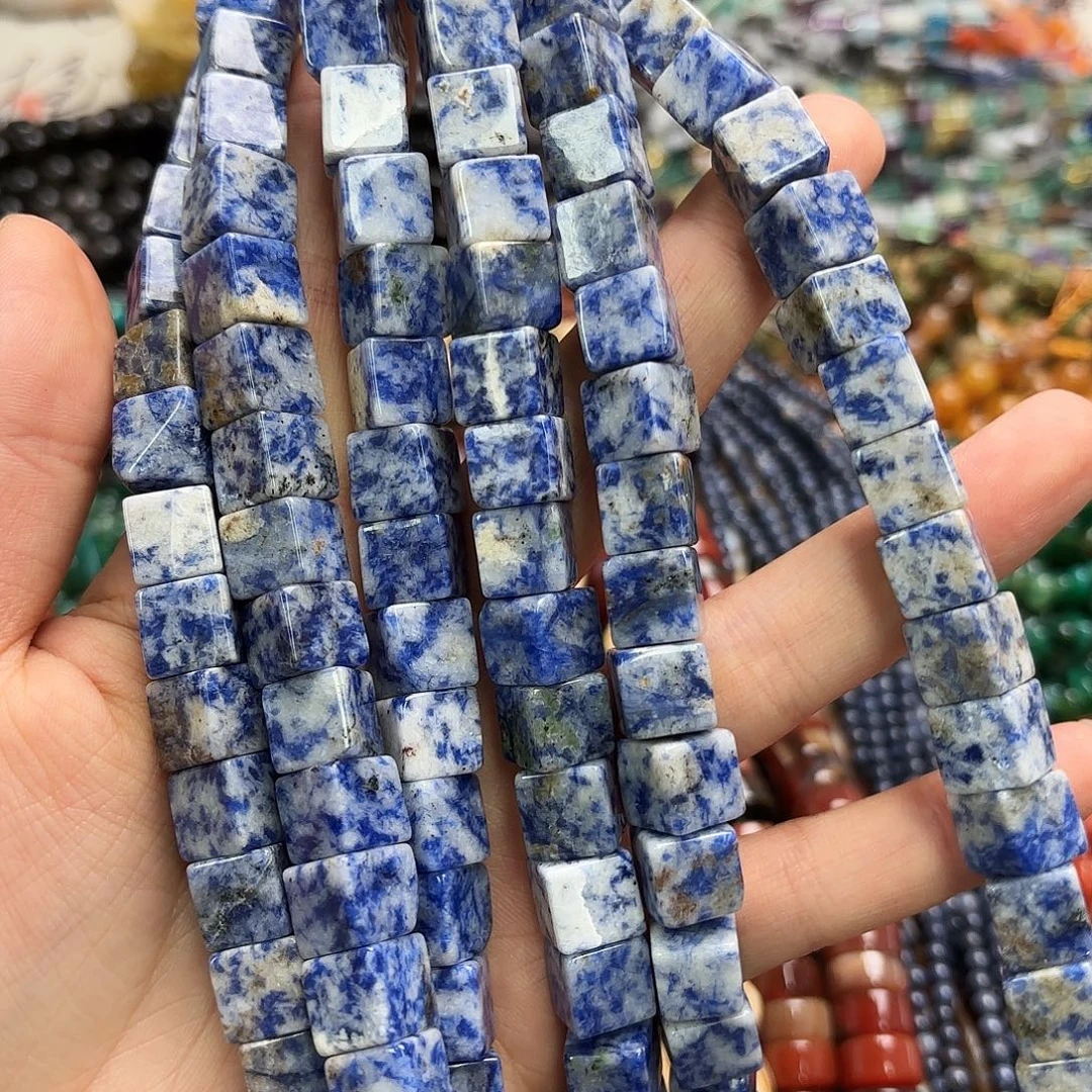 玛瑙/玉髓未镶嵌珠宝半成品卡10蓝点大方块一条