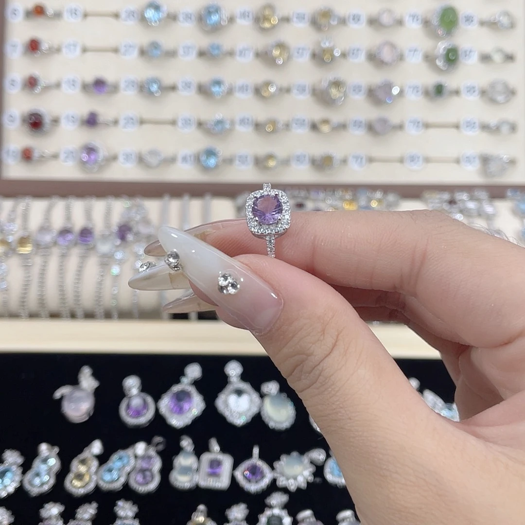小***睡戒指紫晶银S925镶嵌