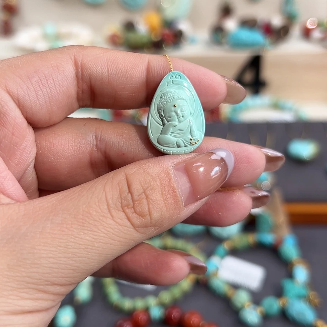 绿松石未镶嵌把件宝宝佛配饰