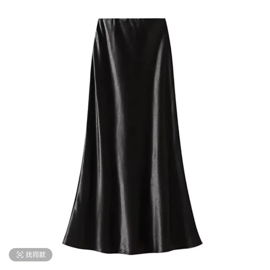 缎面高腰显瘦气质轻奢时尚长款半身裙
