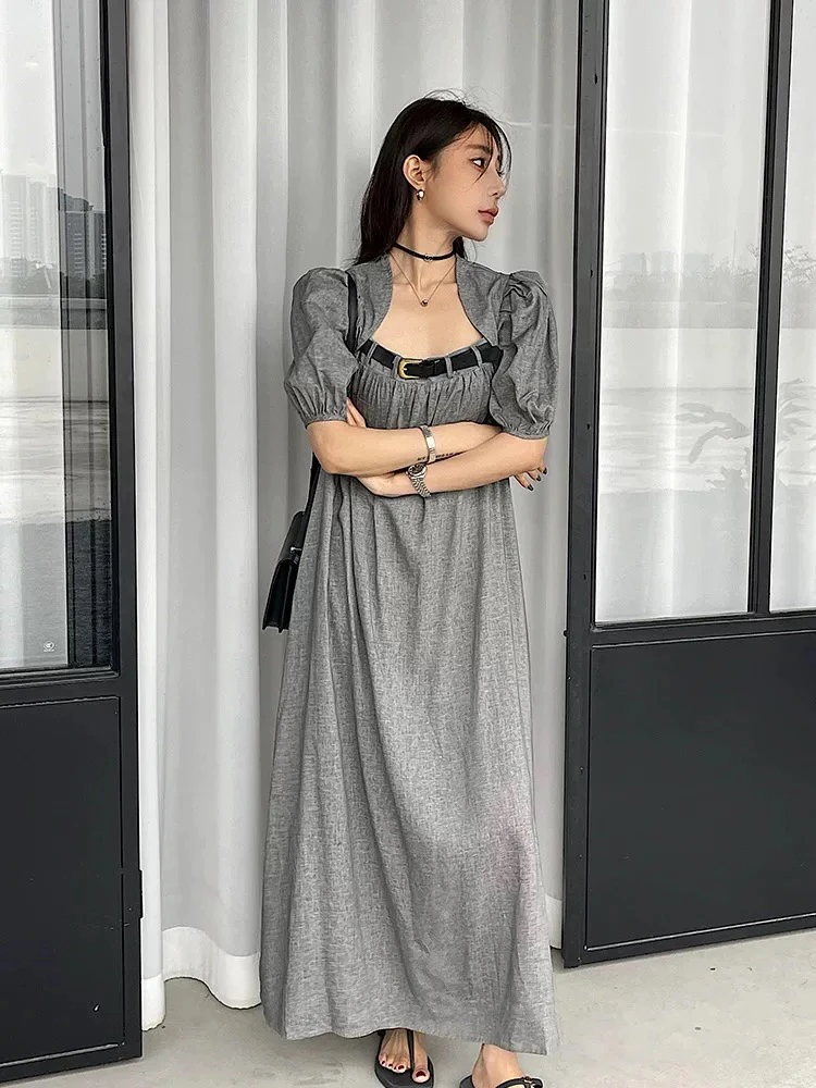 【柒汐】推荐韩版方领显瘦连衣裙055