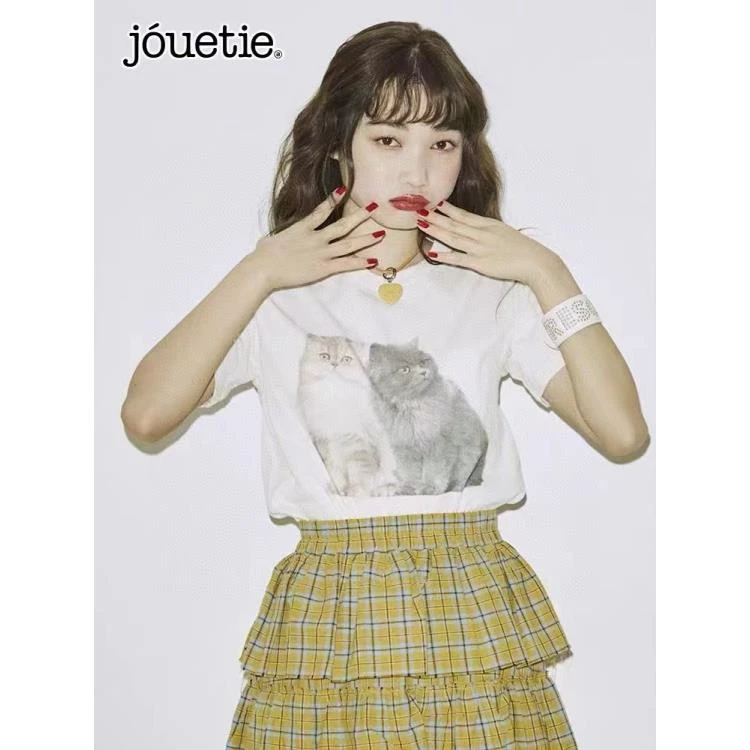 A108【朵拉外贸】猪蹄日系潮牌夏季可爱猫猫印花短袖T恤