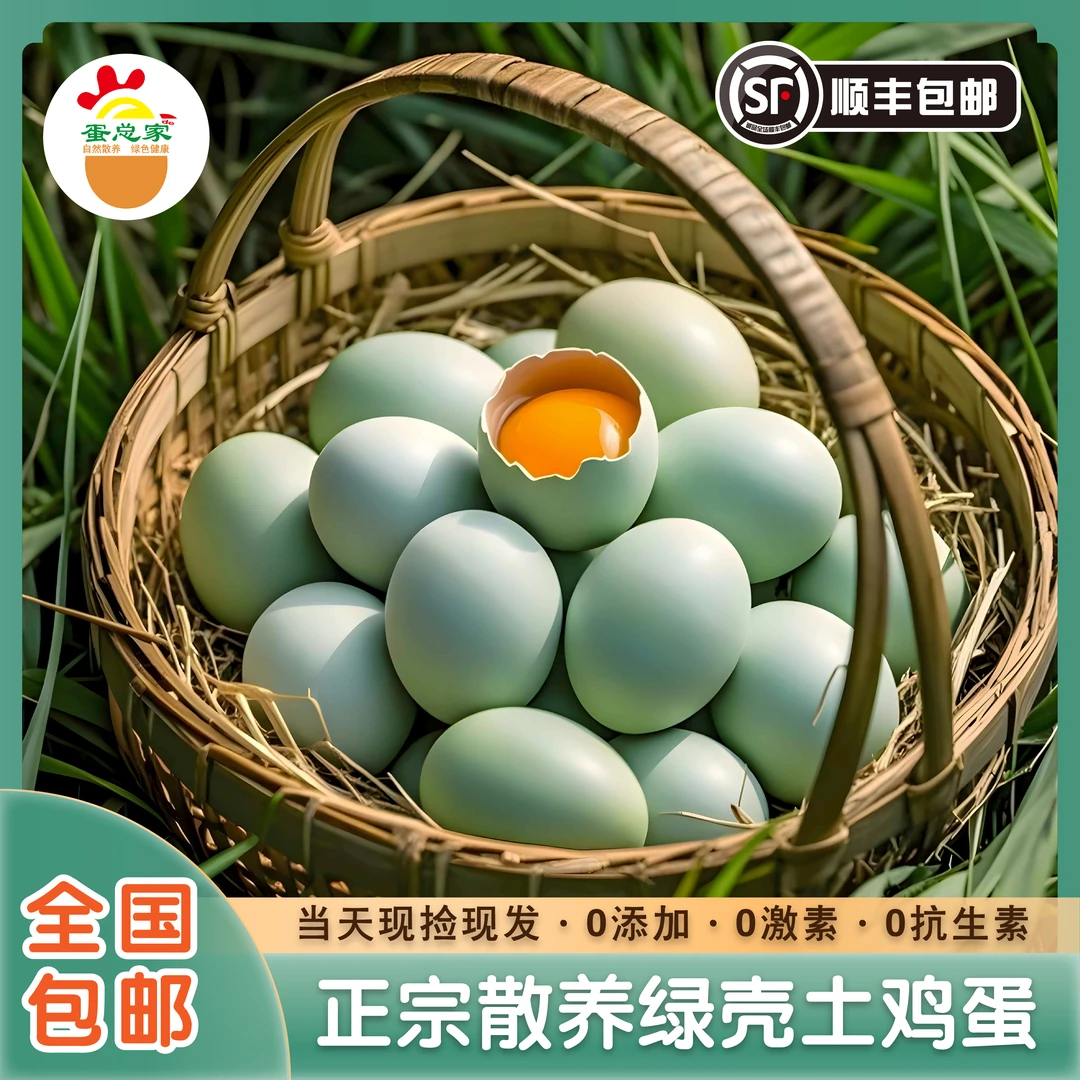 【顺丰全国包邮】正宗农家散养绿壳土鸡蛋10枚尝鲜装