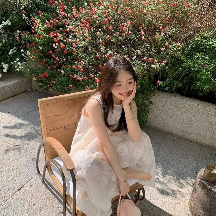 甜美可爱法式chic甜美气质小个子无袖连衣裙女夏季减龄宽松显瘦遮