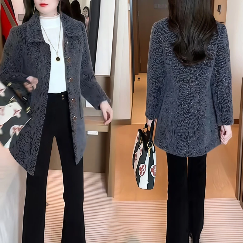 素订女装原创品牌旗舰店时尚百搭毛呢外套中长款气质加厚大衣冬季