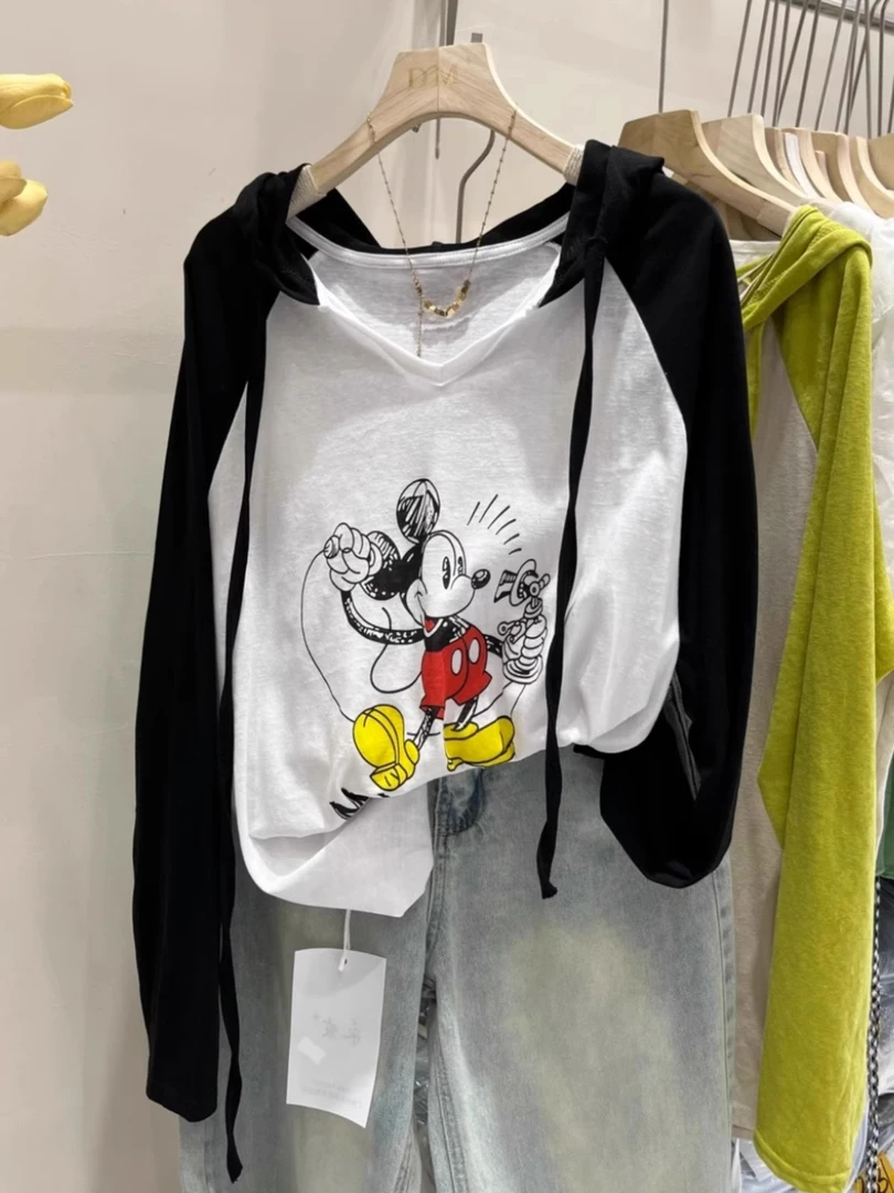 【胖妹妹】大码240斤拼接撞色插肩长袖t恤女早春秋宽松休闲打底上衣