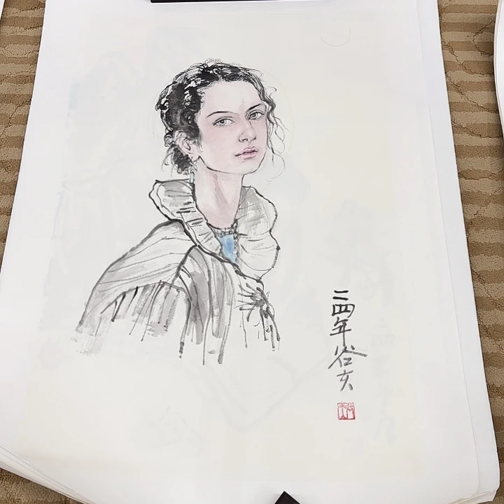 国画花鸟的翅膀和羽毛的
