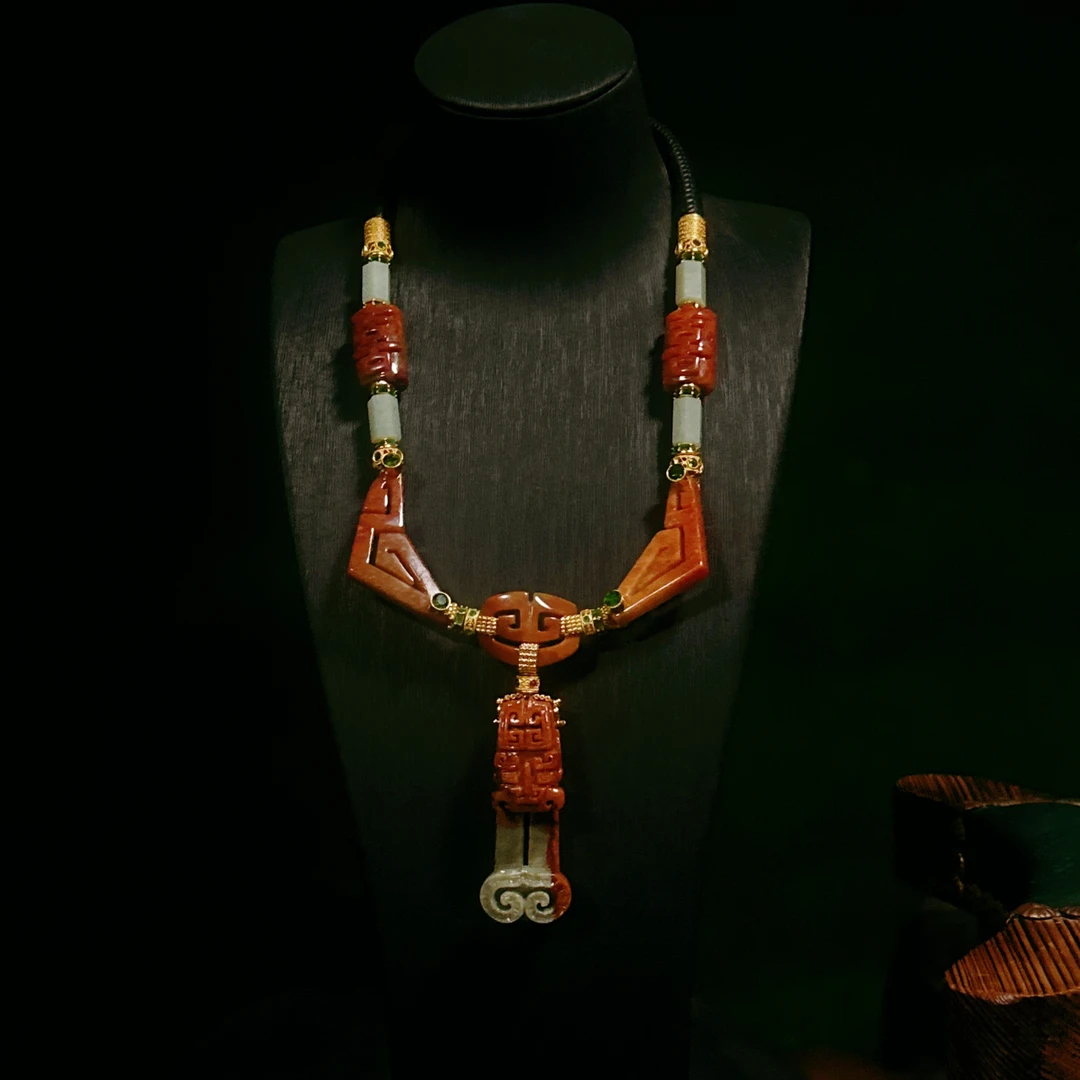 原创新中式红翡如意设计款老钱风个性高级时尚感项链【天玺珠宝】